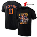 New York Knicks Jalen Bruncon NBA champions name and number graphic signature shirt