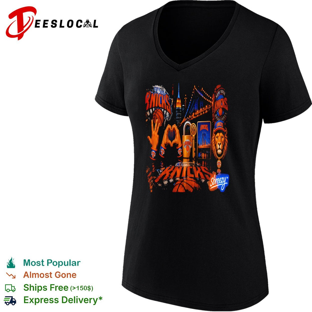New York Knicks Logo and Lion Mascot Urban Night Cityscape shirt