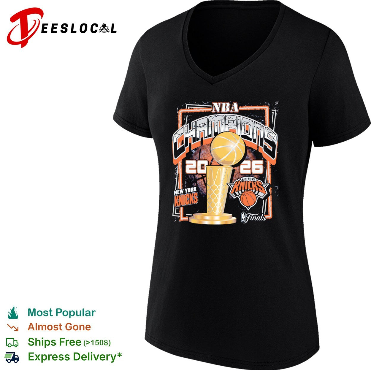 New York Knicks NBA Champions 2026 Finals Logo and Trophy shirt