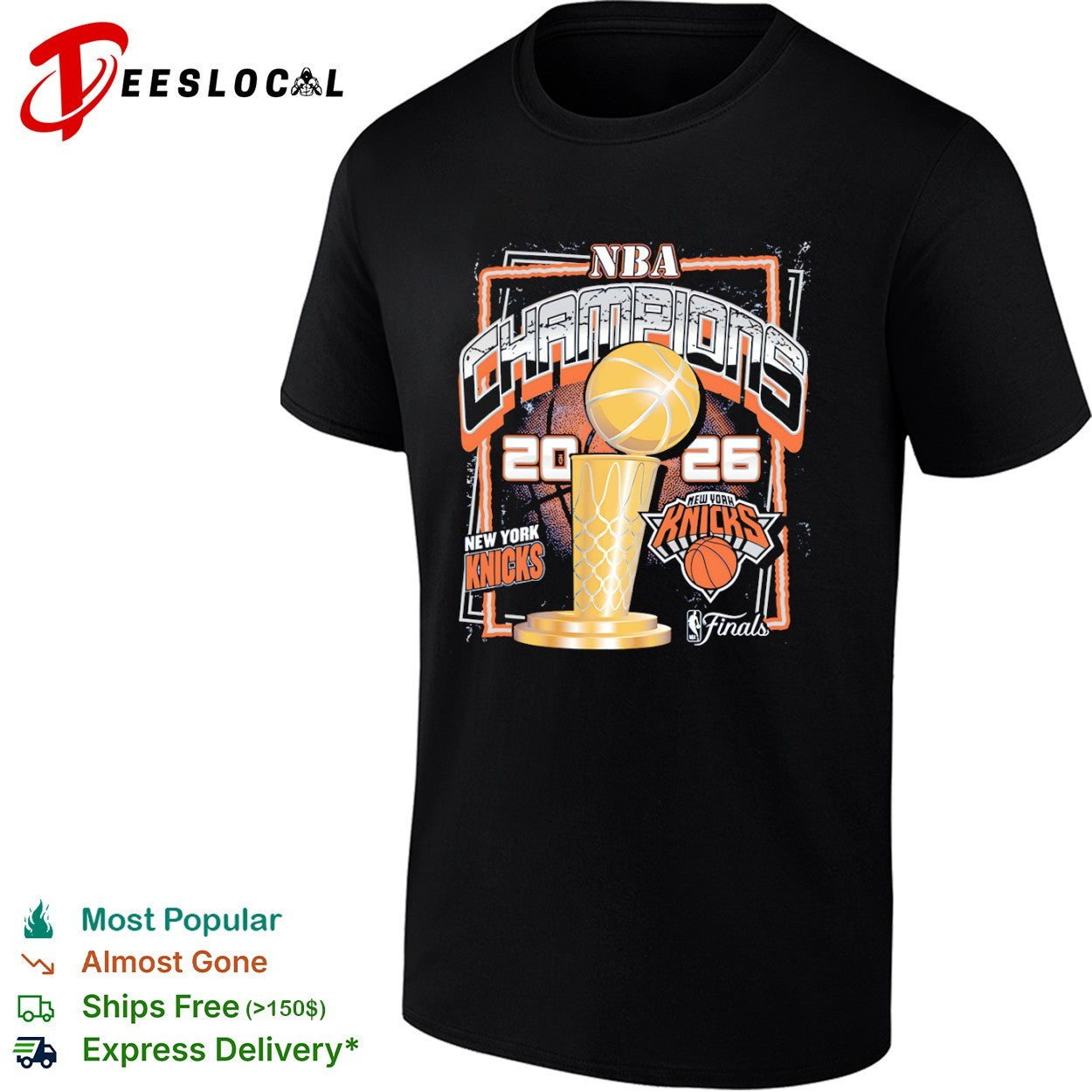 New York Knicks NBA Champions 2026 Finals Logo and Trophy shirt