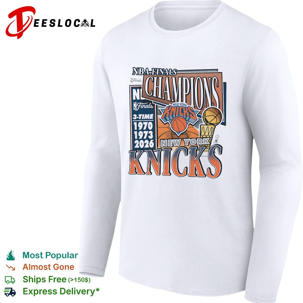 New York Knicks NBA Finals Champions 1970 1973 2026 3 Time Champs Basketball shirt