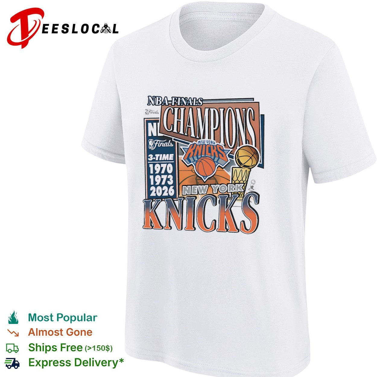 New York Knicks NBA Finals Champions 1970 1973 2026 3 Time Champs Basketball shirt