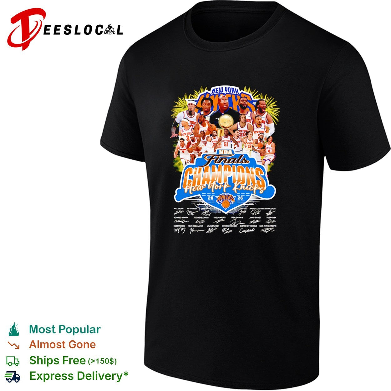 New York Knicks NBA Finals Champions 2026 signatures shirt
