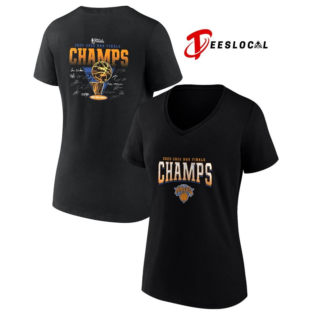 New York Knicks NBA Finals Champions trophy signature roster shirt