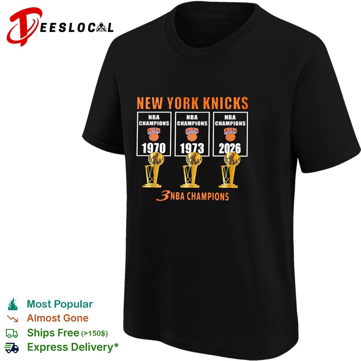 New York Knicks NBA champions 1970 1973 and 2026 three championships shirt