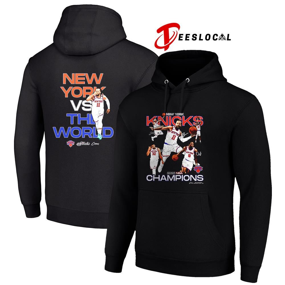 New York Knicks NBA champions New York vs the world graphic signatures shirt