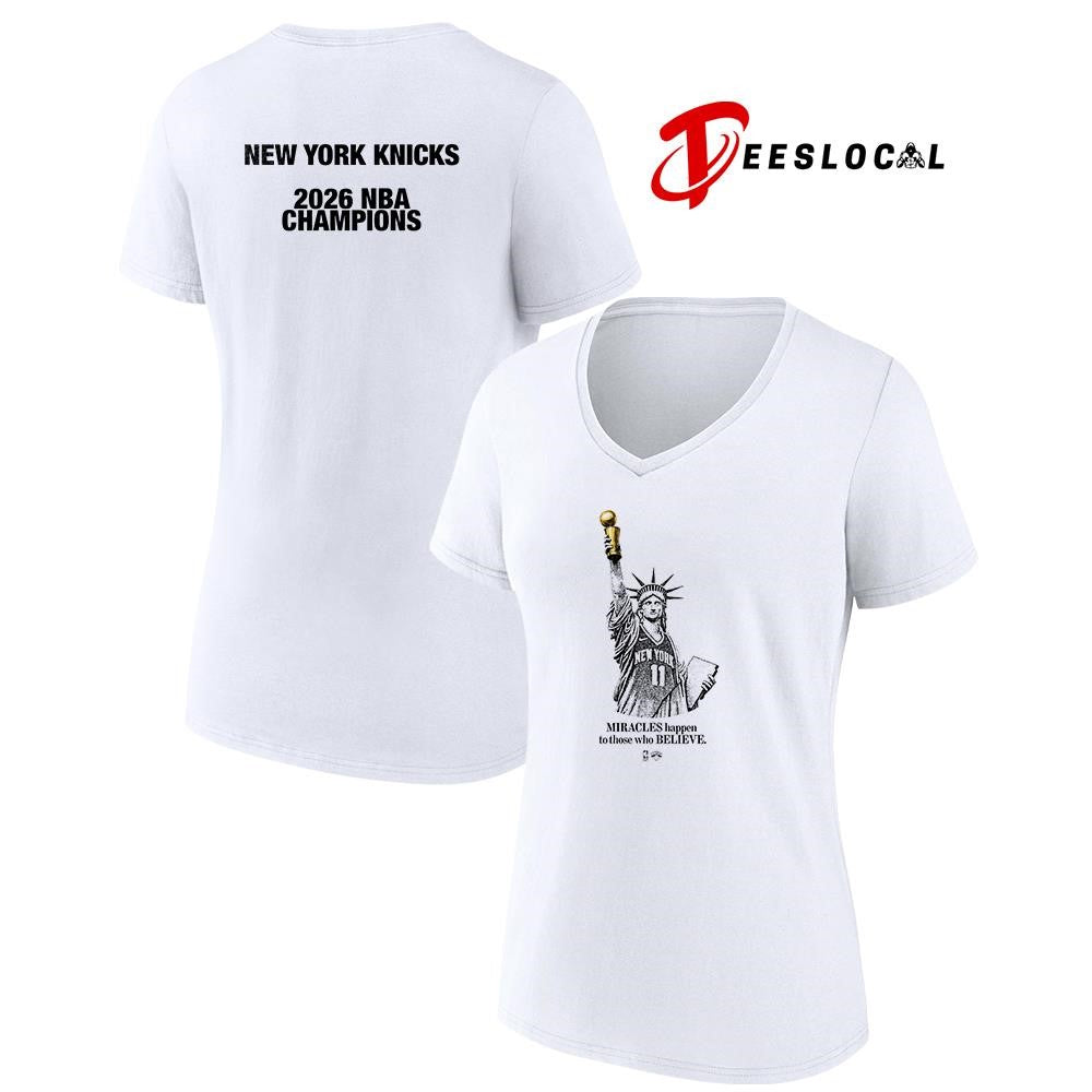 New York Knicks NBA champions miracles happen to those who believe Statue of Liberty shirt