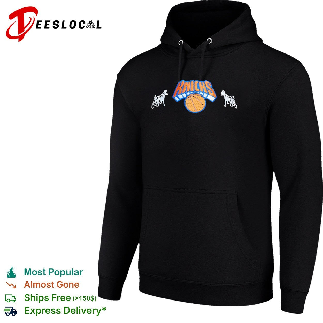 New York Knicks National Basketball Association champs mascot side prints established 1946 badge shirt