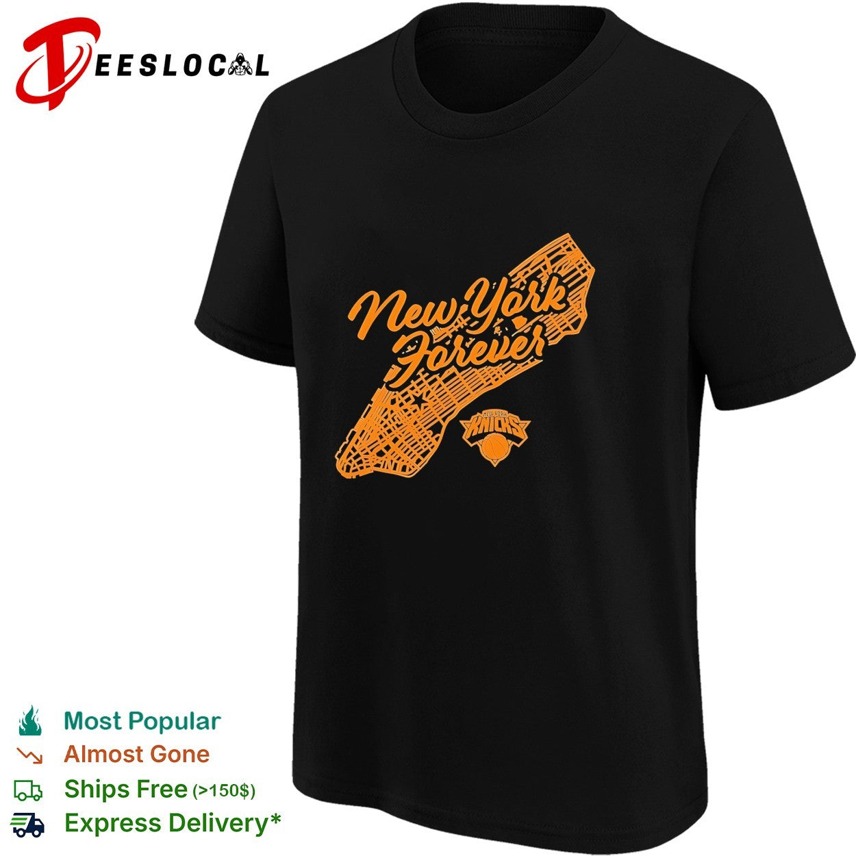 New York Knicks New York Forever Manhattan borough map script lettering shirt