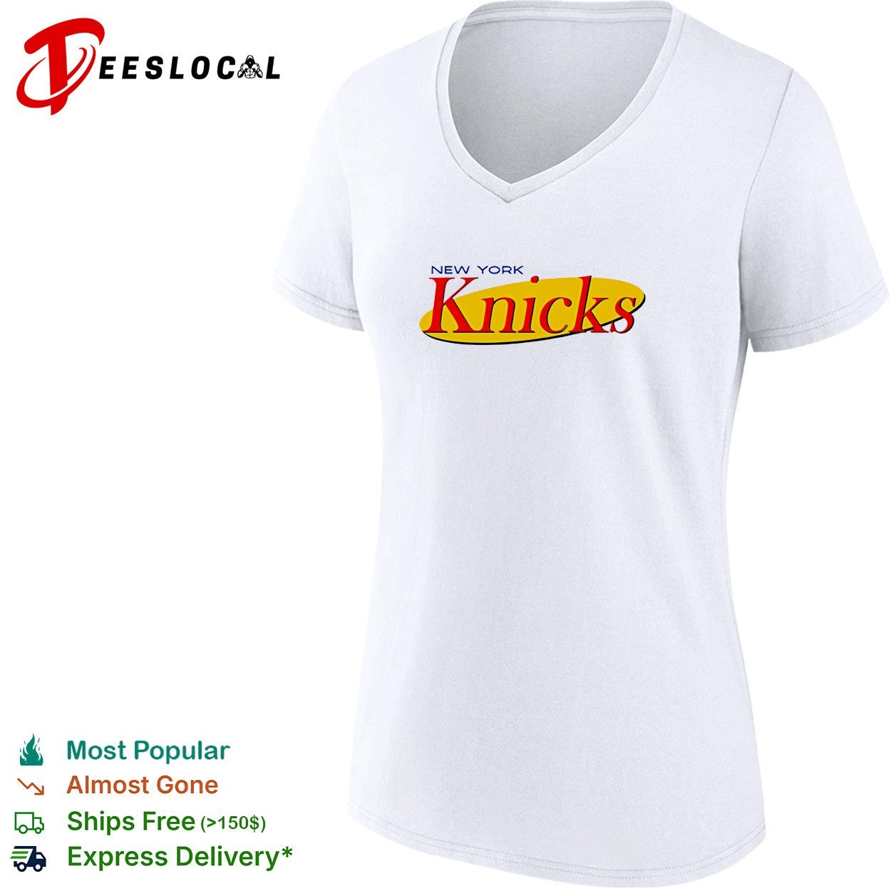New York Knicks Seinfeld TV show logo parody humor white shirt