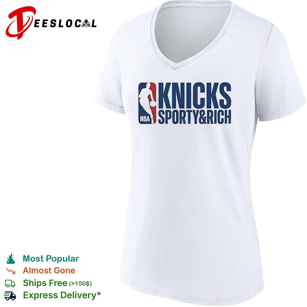 New York Knicks Sporty and Rich bold emblem horizontal logo art shirt