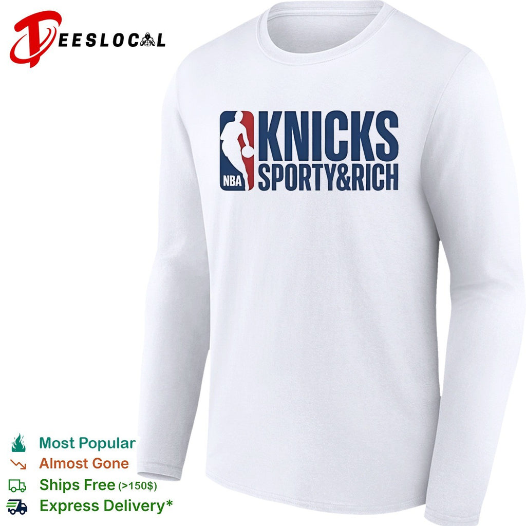 New York Knicks Sporty and Rich bold emblem horizontal logo art shirt