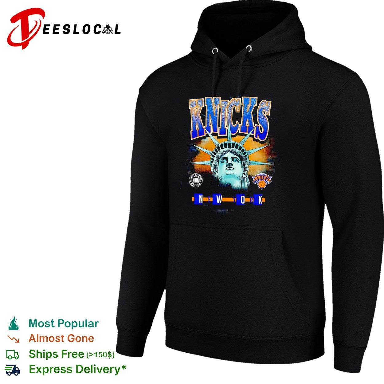 New York Knicks Statue of Liberty face bold arch NWOK text shirt