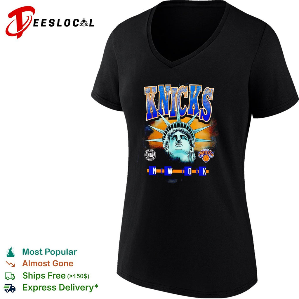 New York Knicks Statue of Liberty face bold arch NWOK text shirt