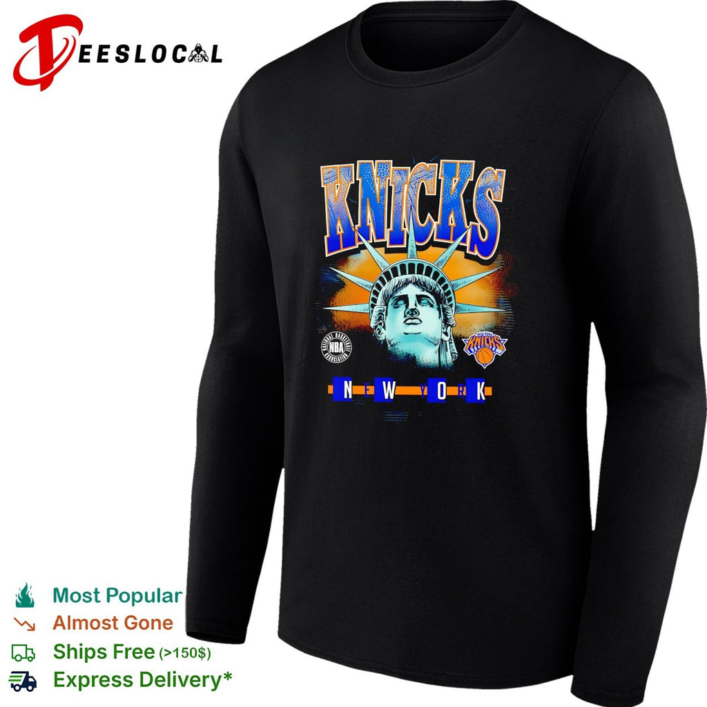 New York Knicks Statue of Liberty face bold arch NWOK text shirt