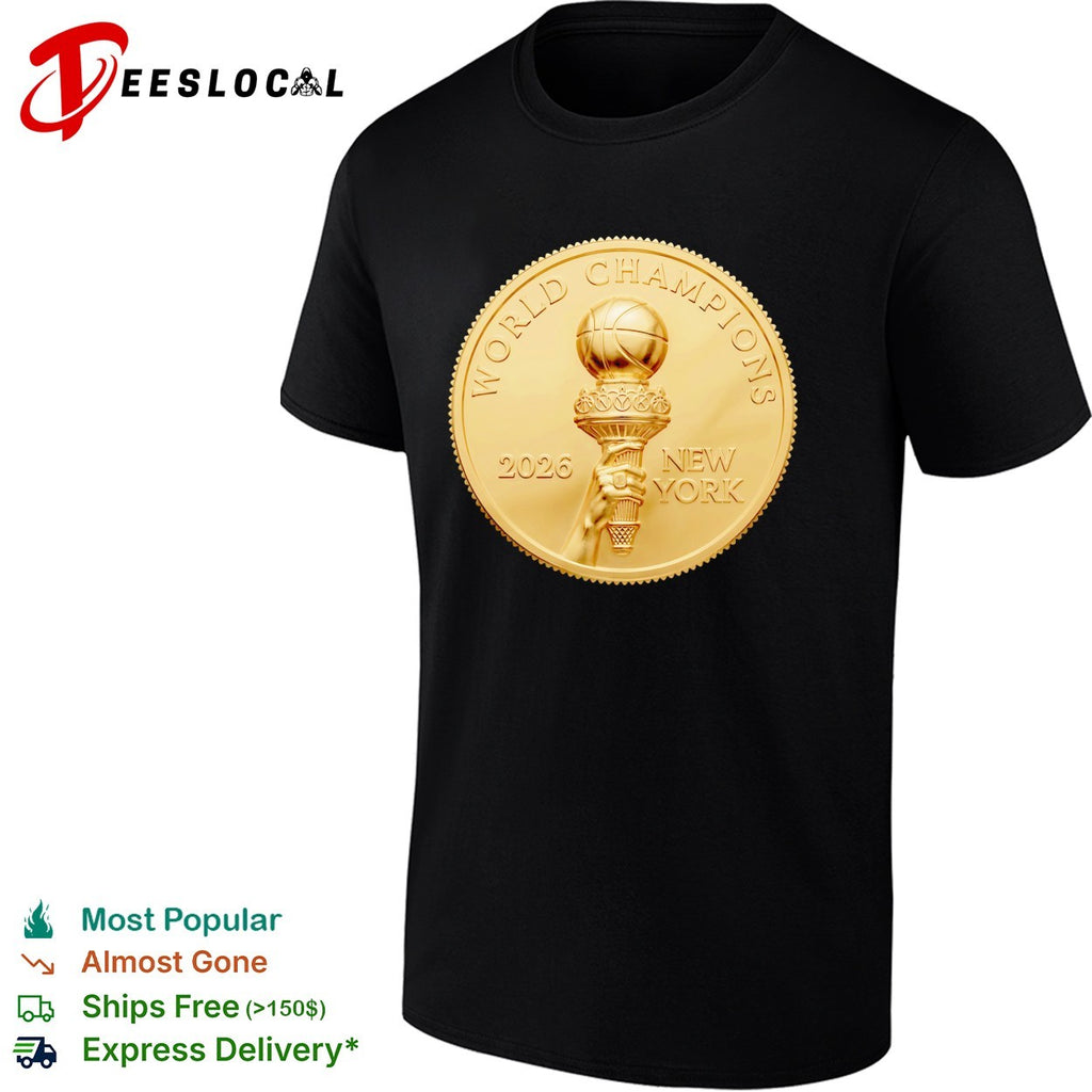 New York Knicks World champions 2026 coin trophy shirt