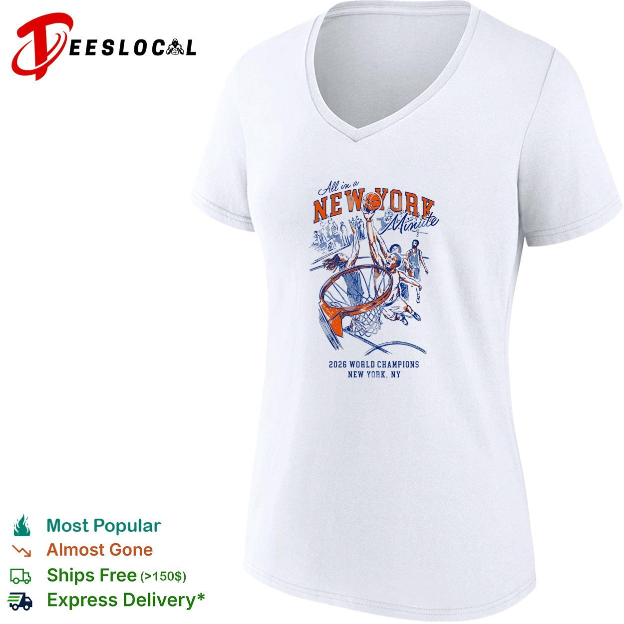 New York Knicks all in a New York minute basketball dunk scene 2026 world champions shirt