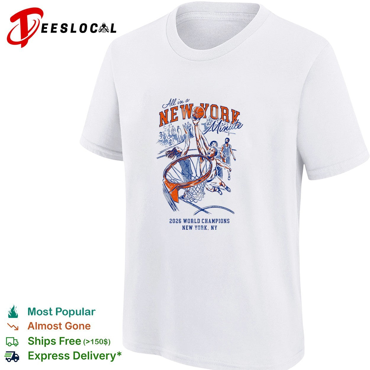 New York Knicks all in a New York minute basketball dunk scene 2026 world champions shirt
