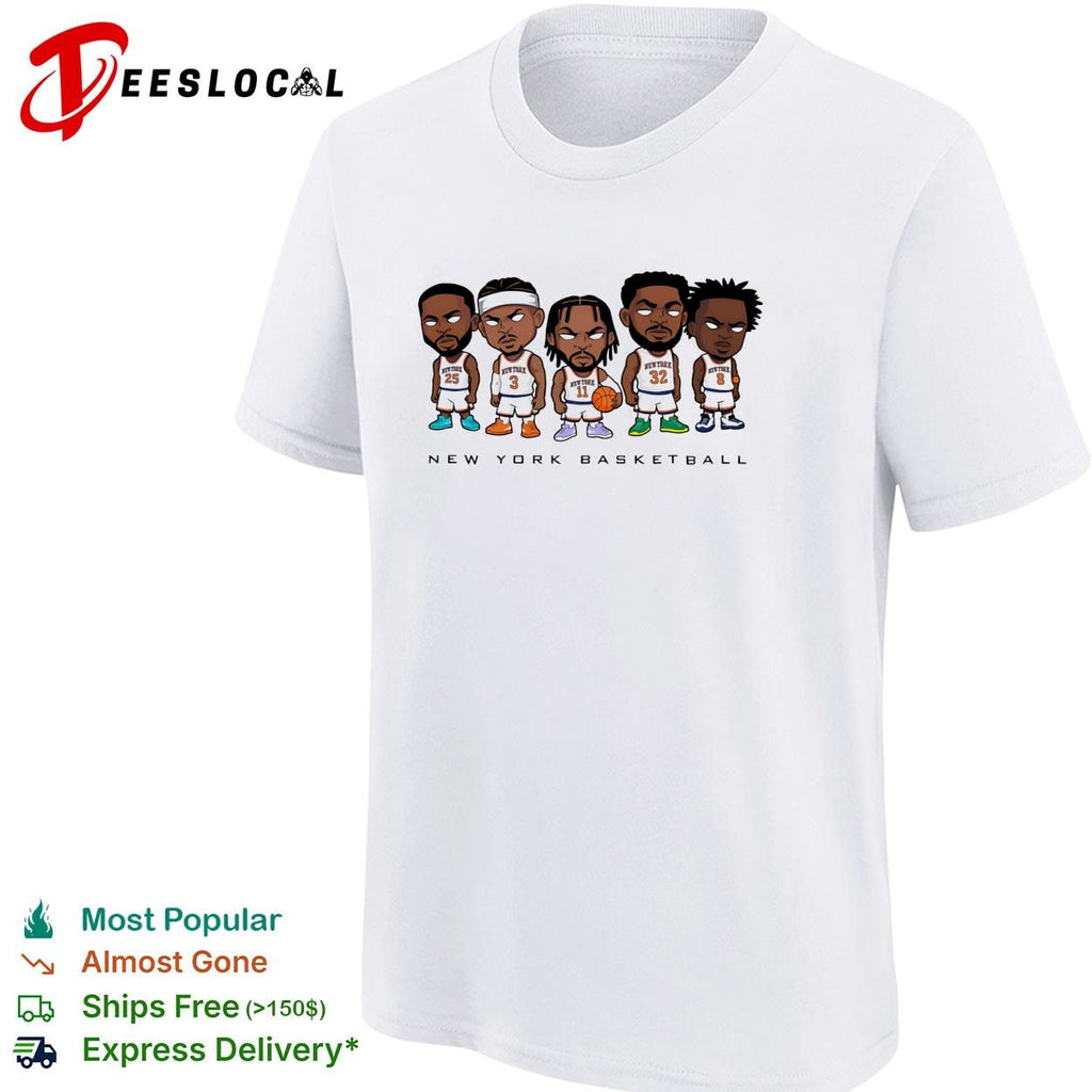 New York Knicks basketball players chibi caricature lineup shirt
