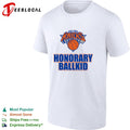 New York Knicks honorary ballkid logo bold arch text shirt
