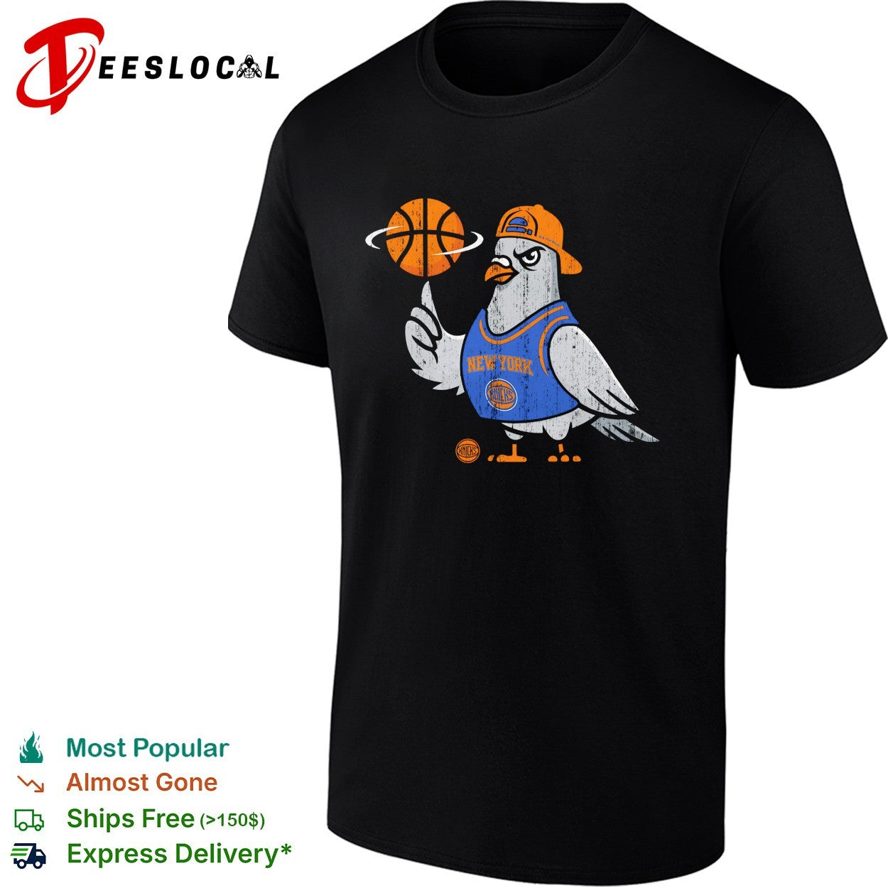 New York Knicks pigeon spinning basketball street mascot art shirt