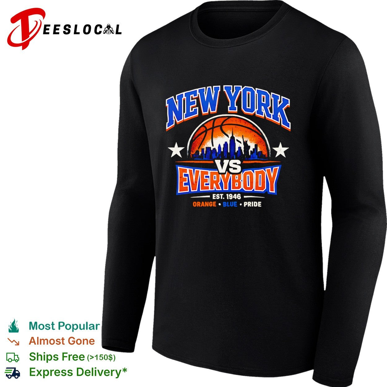 New York Knicks vs Everybody est 1946 Basketball City Skyline shirt