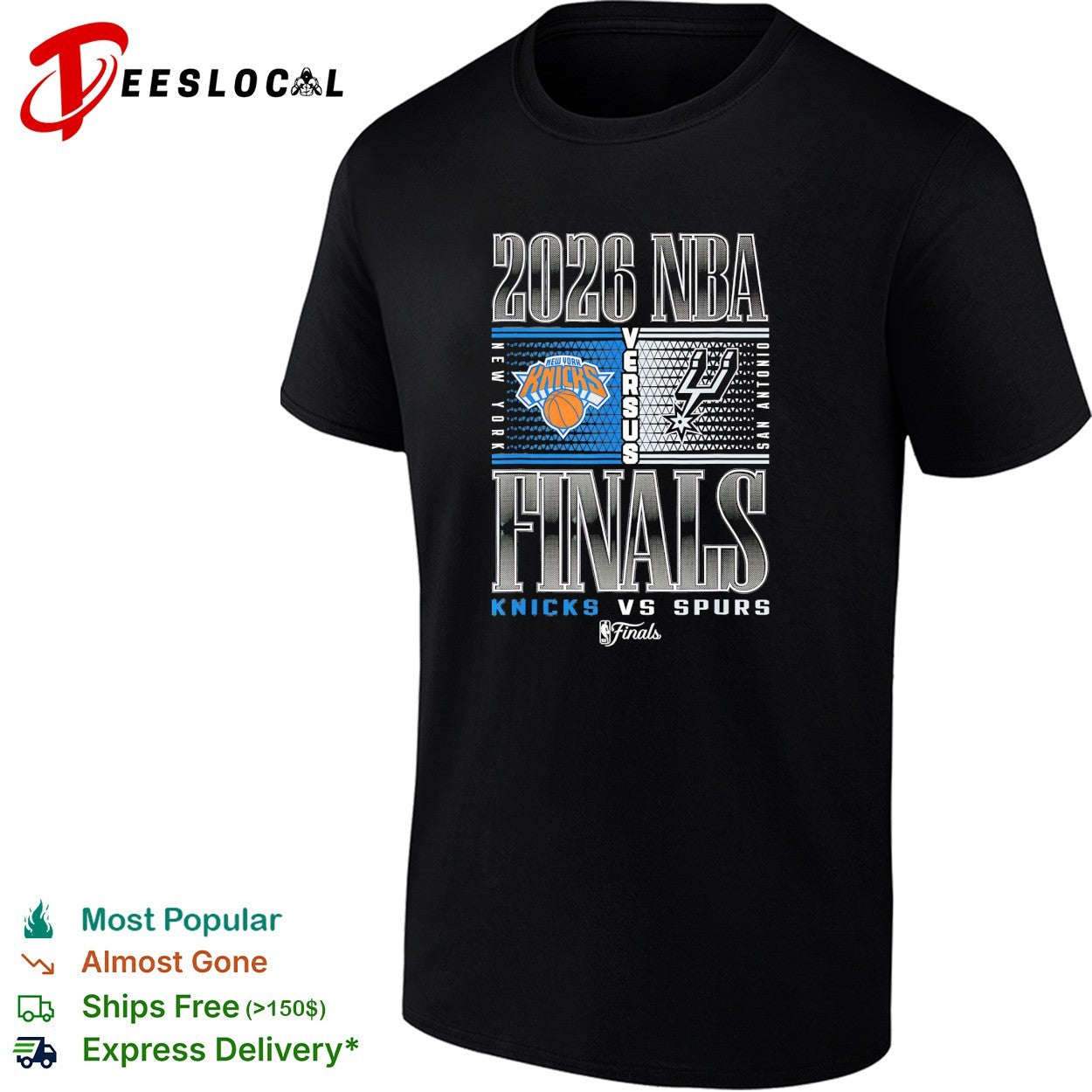 New York Knicks vs San Antonio Spurs 2026 NBA Finals commemorative team fan shirt