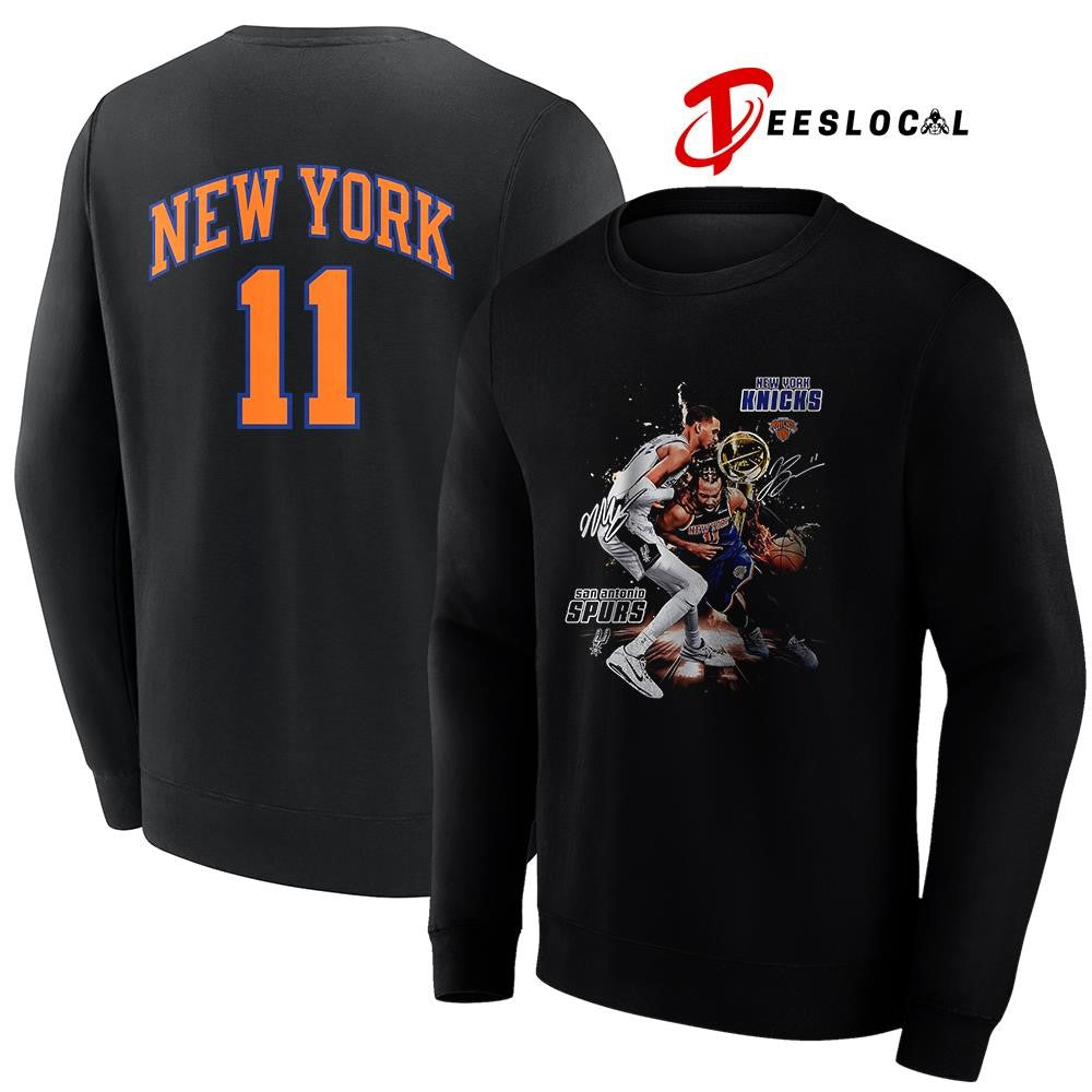 New York Knicks vs San Antonio Spurs name and number graphic signature shirt
