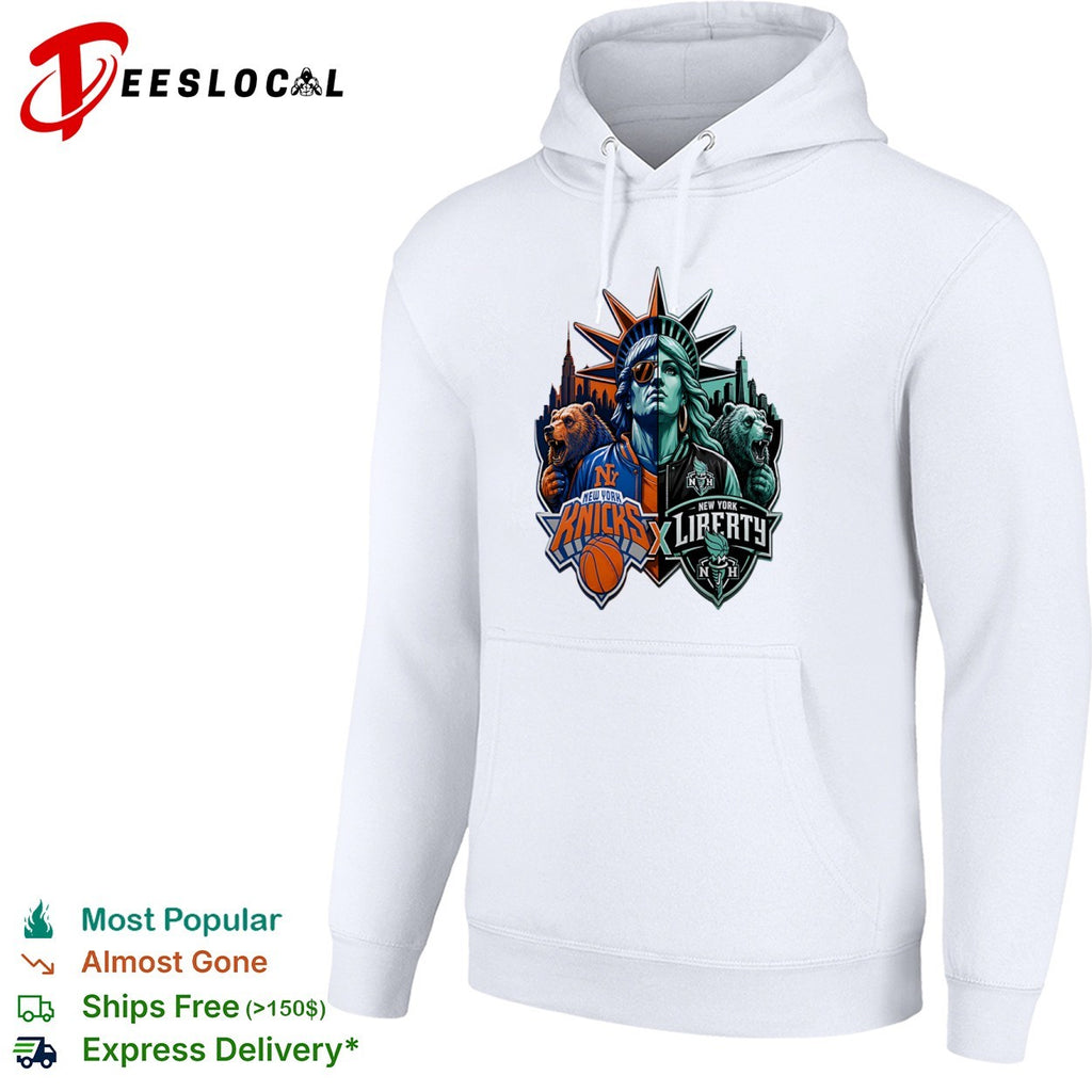 New York Knicks x New York Liberty Statue of Liberty Bear shirt