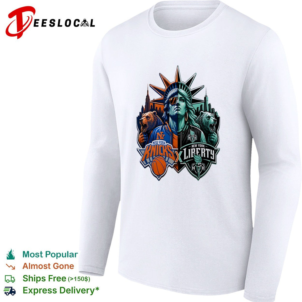 New York Knicks x New York Liberty Statue of Liberty Bear shirt