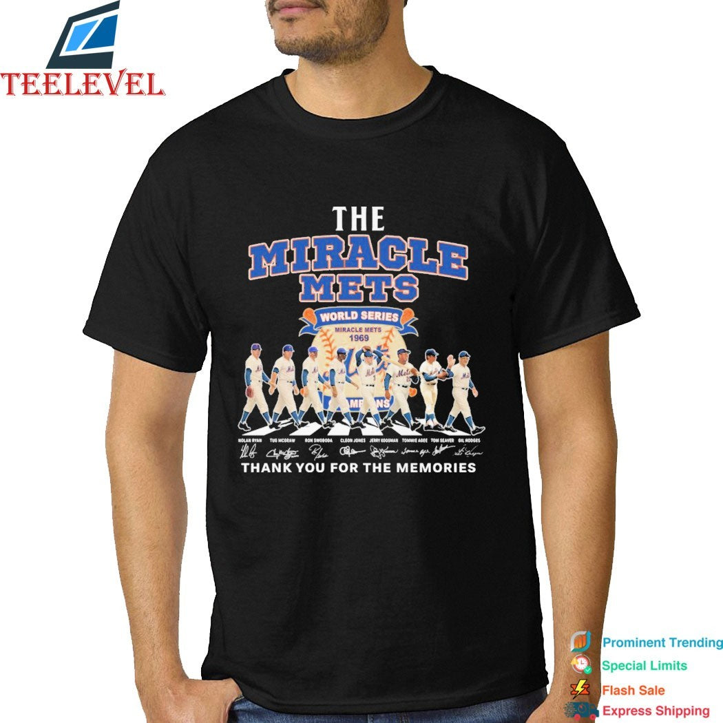 New York Mets 1969 World Series Thank You For The Memories Road Abbey Signatures T-Shirts