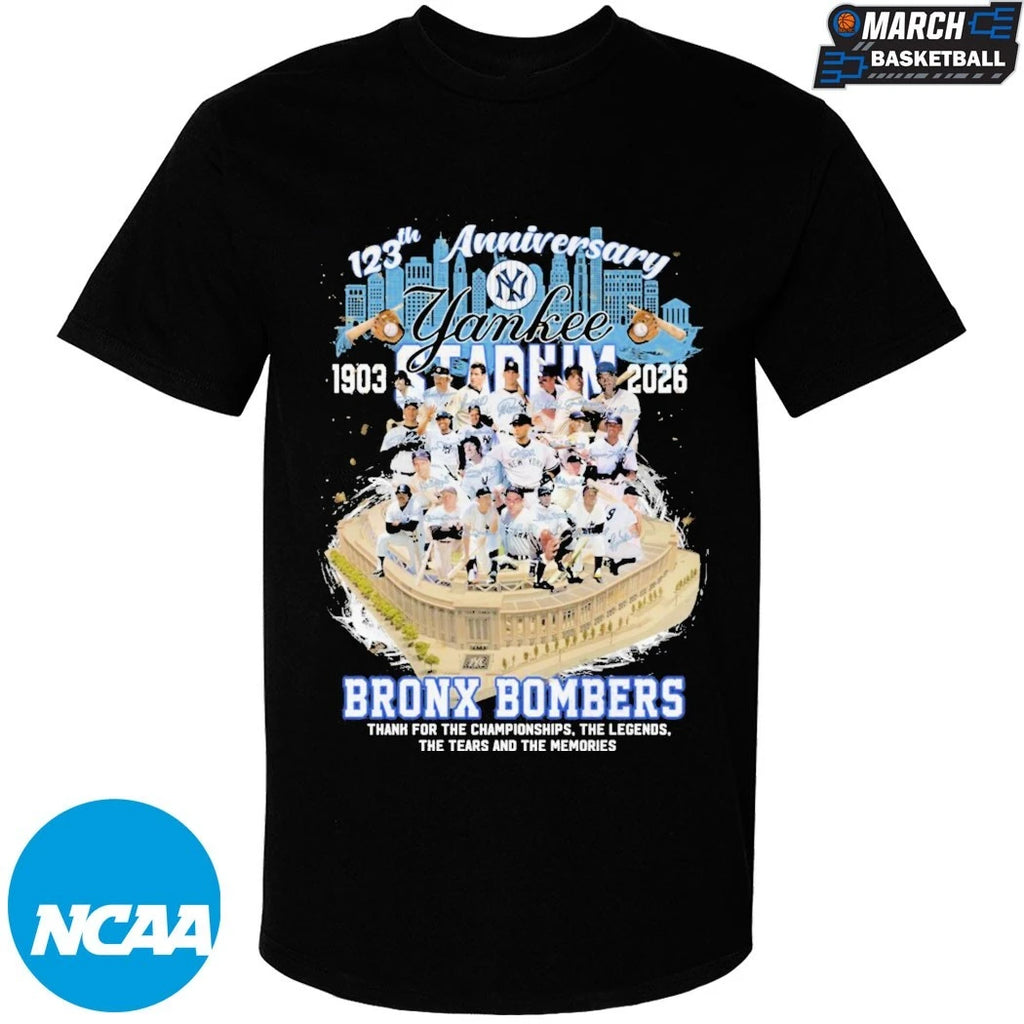 New York Yankees 123th Anniversary 1903 2026 Bronx Bombers Thank For The Championship The Legends The Tears And The Memories Signatures T-shirts