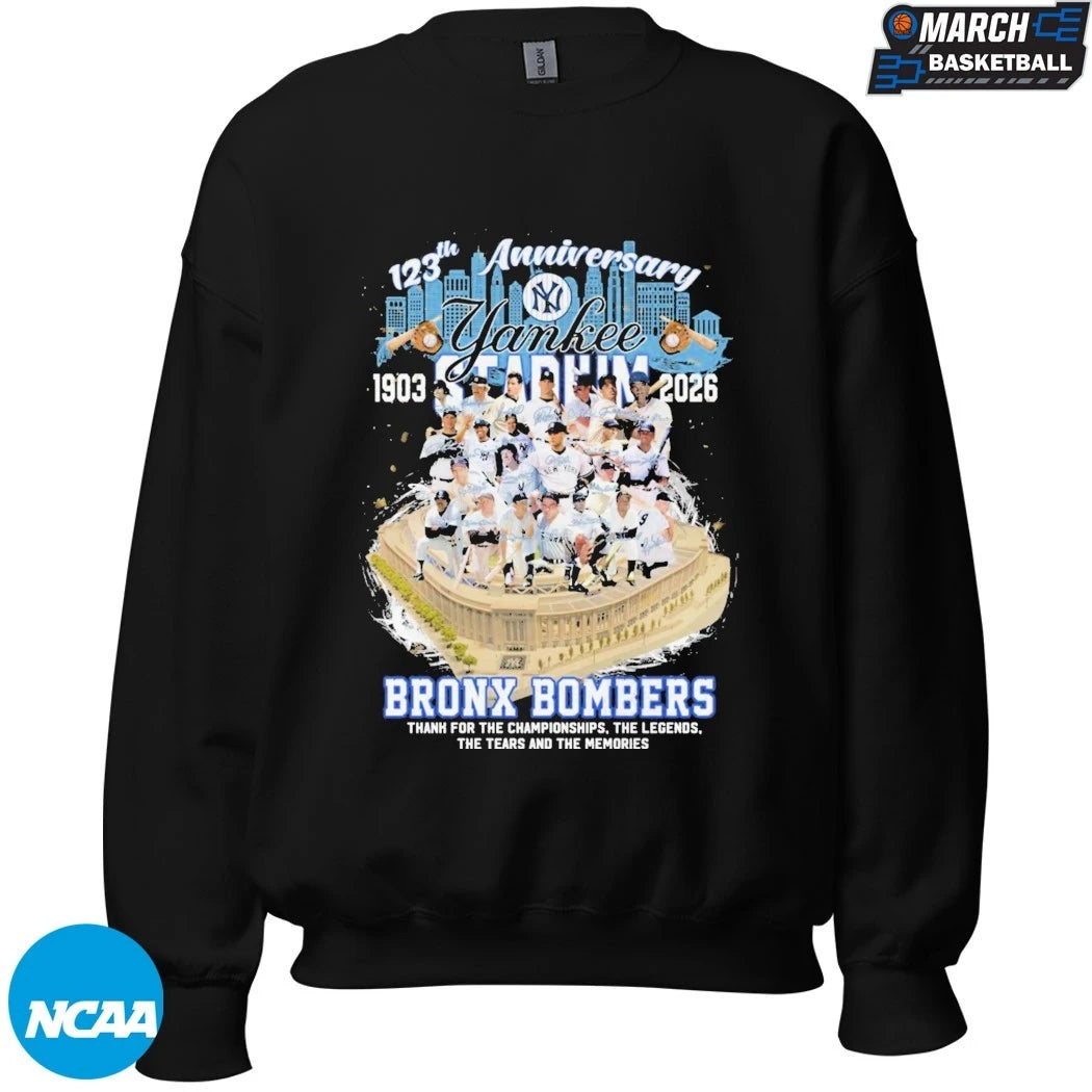 New York Yankees 123th Anniversary 1903 2026 Bronx Bombers Thank For The Championship The Legends The Tears And The Memories Signatures T-shirts