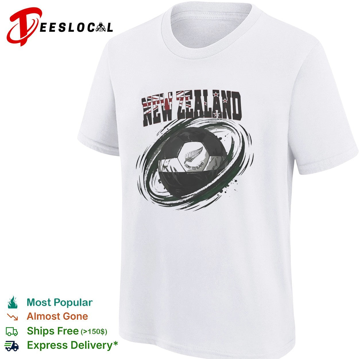 New Zealand flag soccer ball shirt