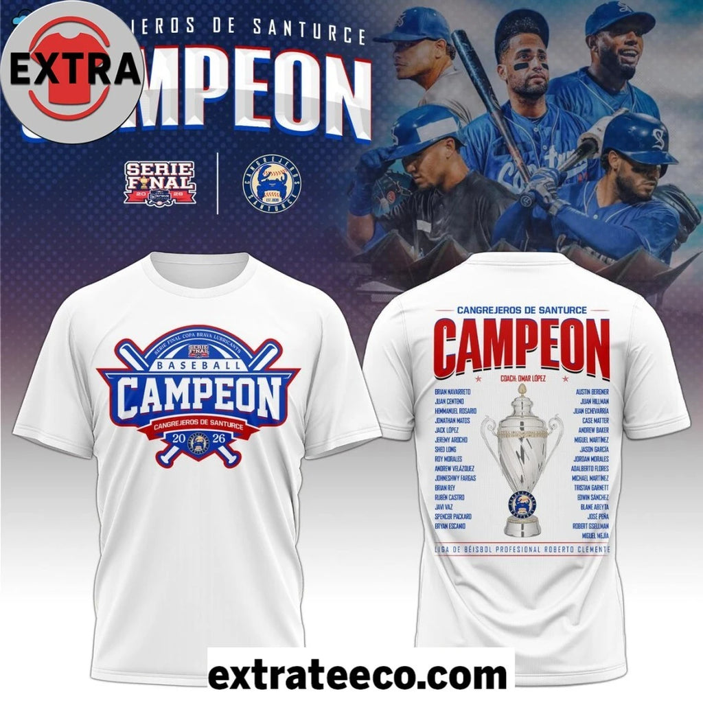 Nice Cangrejeros De Santurce Serie Final 2026 Campeones Logo T-shirt