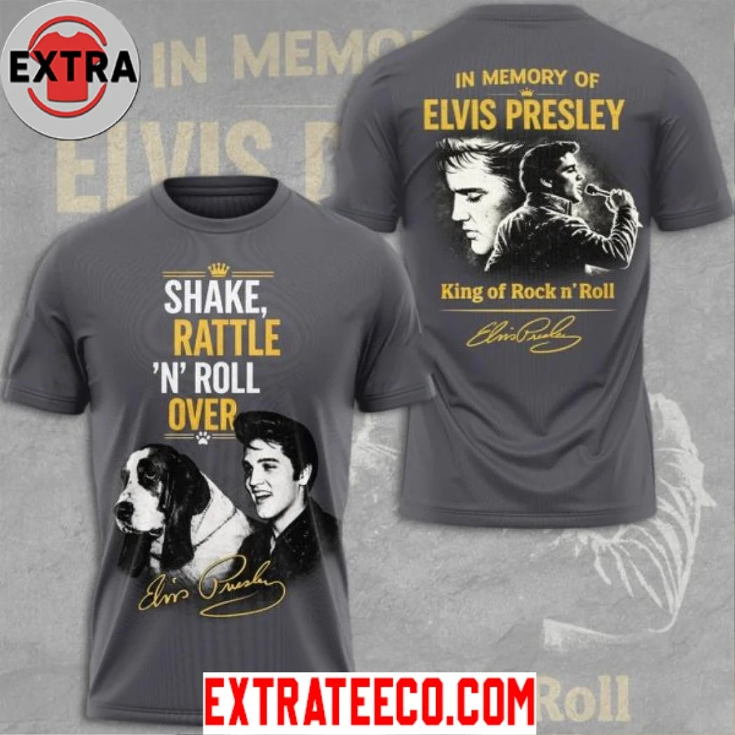 Nice In Memory Of Elvis Presley King Of Rock N’ Roll 2026 Logo Two Sided Shirt