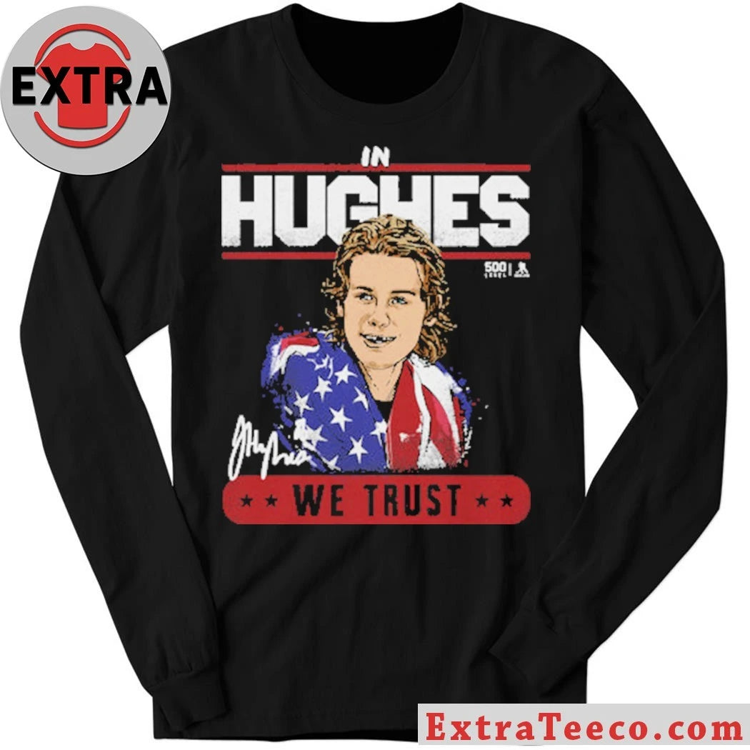 Nice Jack Hughes New Jersey USA We Trust Signature Shirt