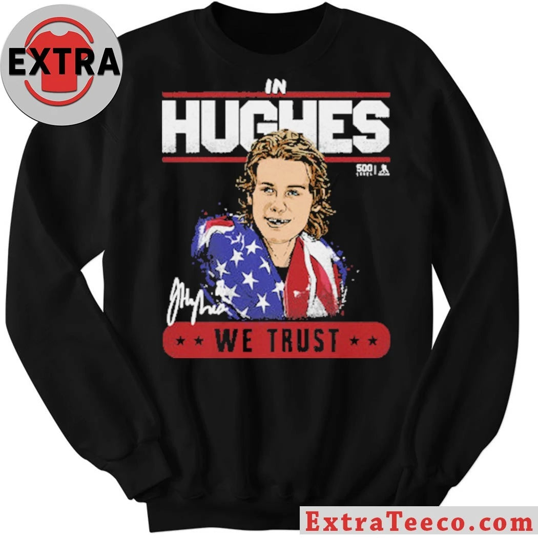 Nice Jack Hughes New Jersey USA We Trust Signature Shirt