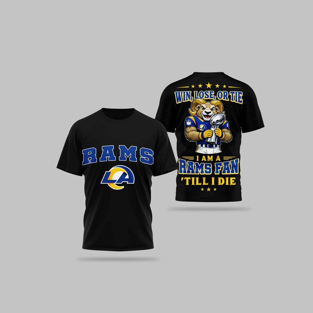 Nice LA Rams Win Lose Or Tie I Am A Rams Fan Till I Die Logo Shirt