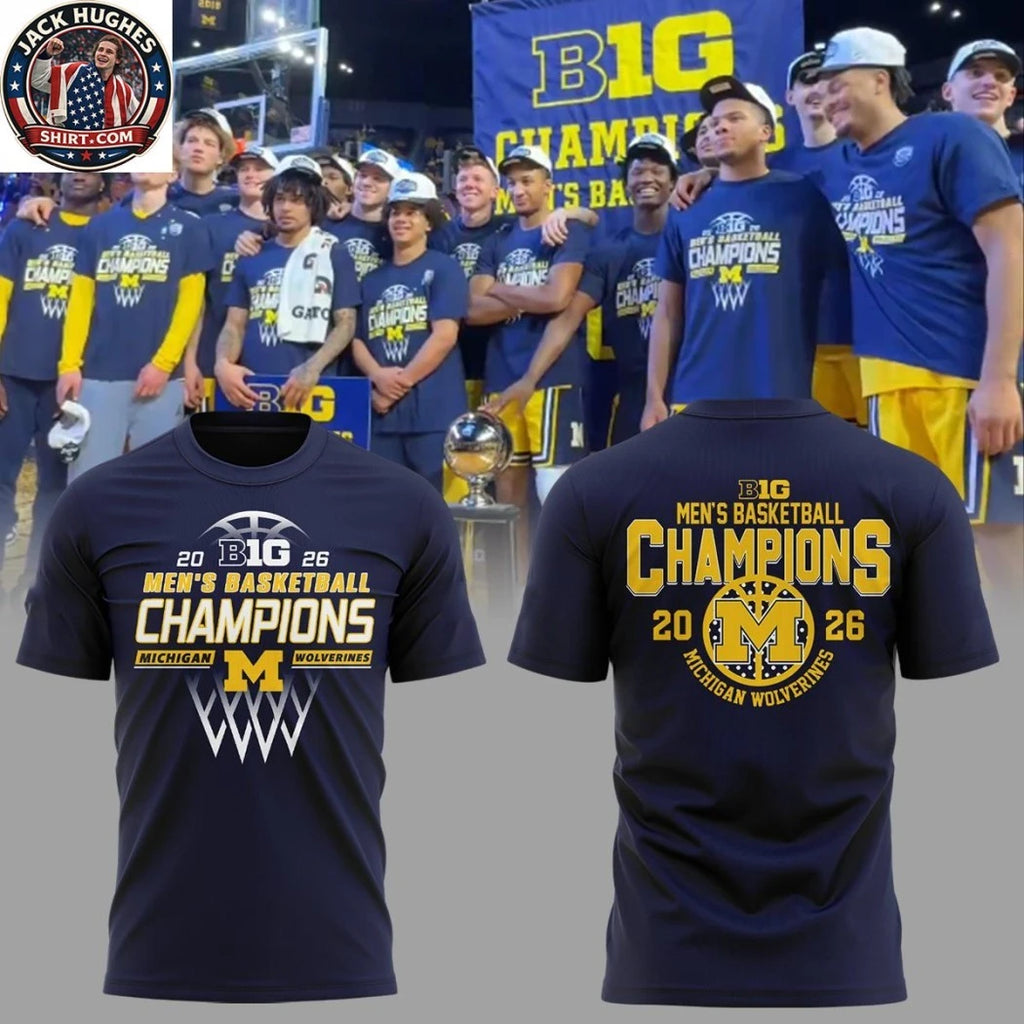 Nice Michigan Wolverines 2026 Big Ten Men’s Basketball Champions Logo Two Sided Hoodie T-Shirt