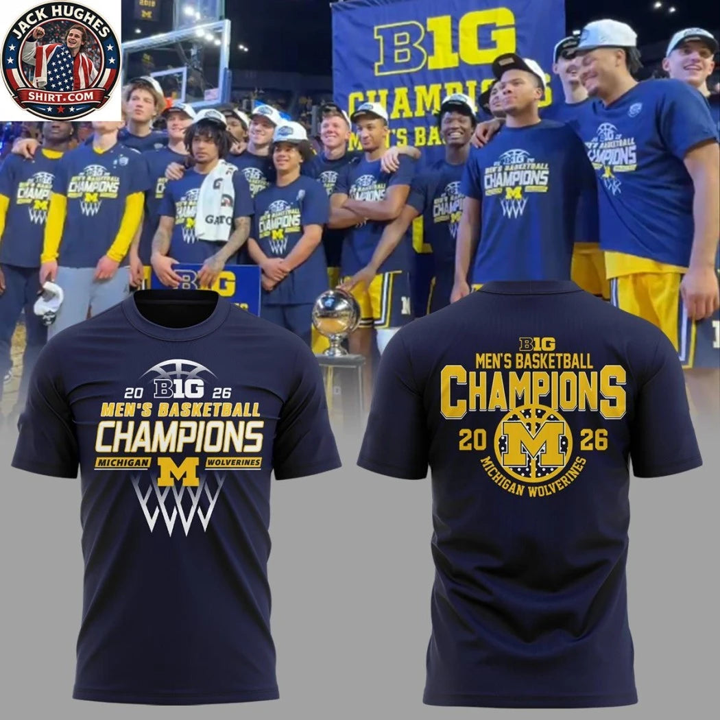 Nice Michigan Wolverines 2026 Big Ten Men’s Basketball Champions Logo Two Sided Hoodie T-Shirt
