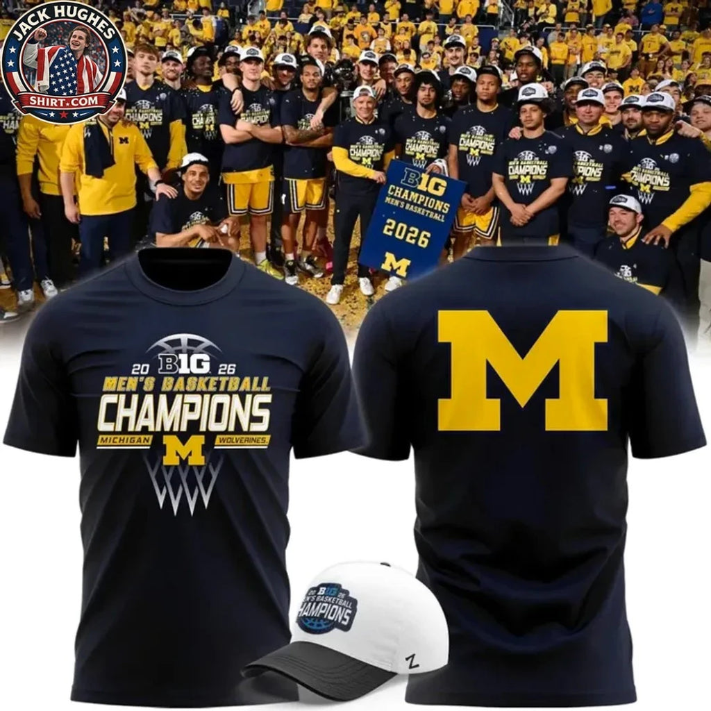 Nice Michigan Wolverines Men’s Basketball 2026 B1G Regular Season Champions Logo Two Sided Shirt