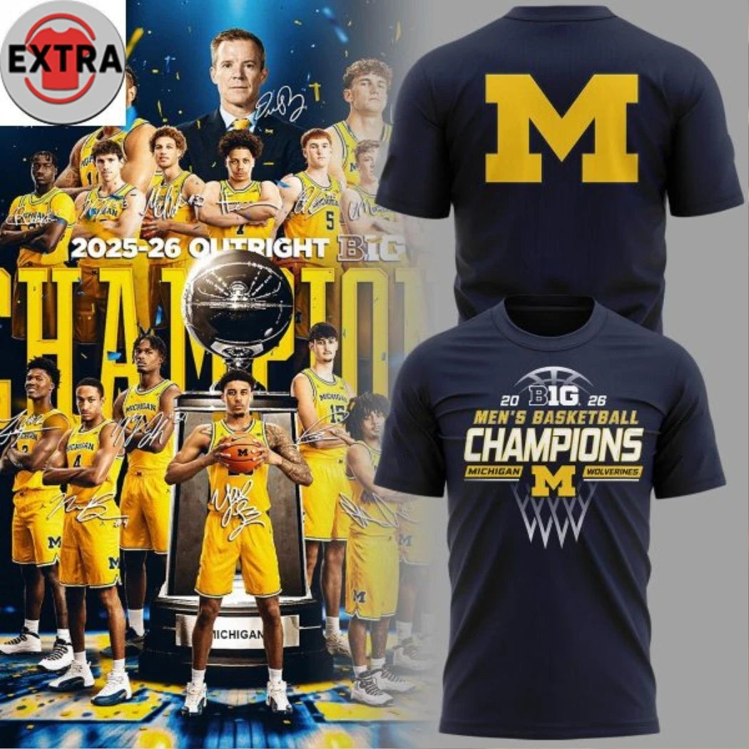 Nice Michigan Wolverines Men’s Basketball Big10 Champions 2026 Logo Two Sided T-Shirt