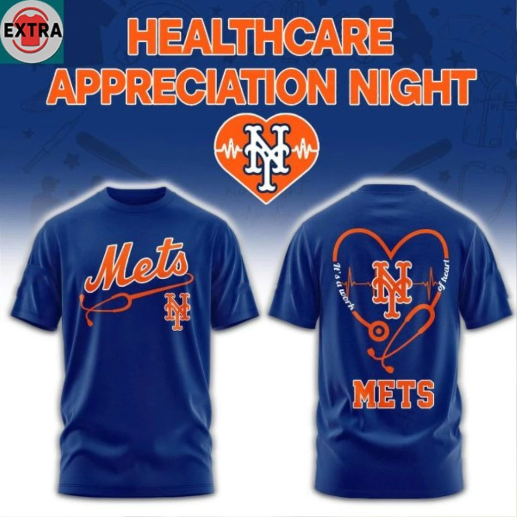 Nice New York Mets x Healthcare Appreciation Night 2026 Celebration Logo Two Sided Hoodie T-Shirt