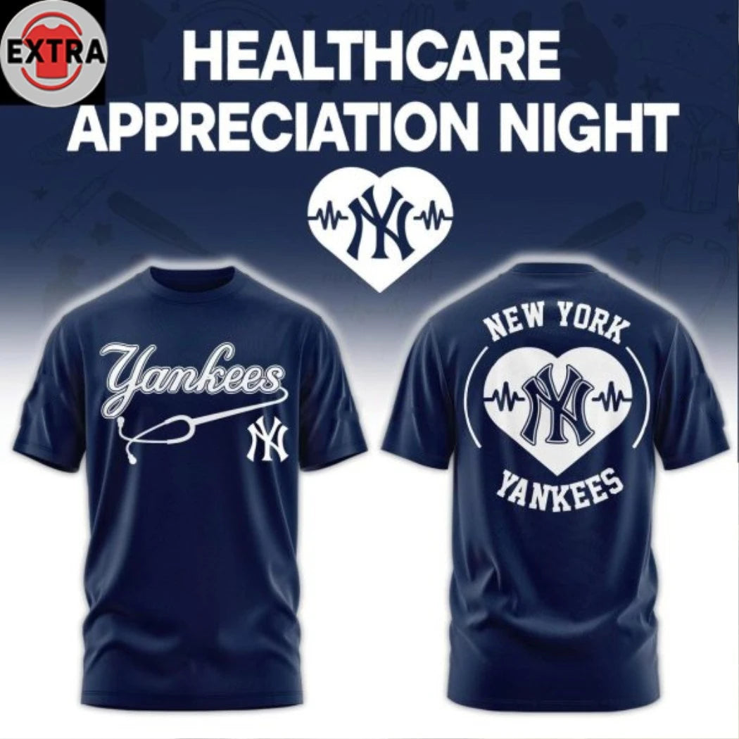 Nice New York Yankees Healthcare Appreciation Night 2026 Celebrate Logo Two Sided T-shirt