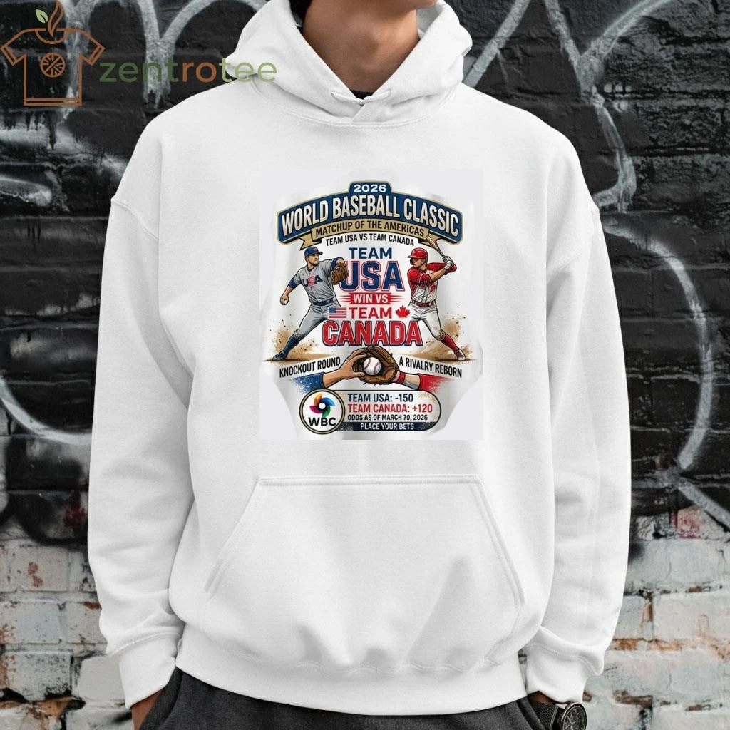 Nice Nkctees 2026 World Baseball Classic T-Shirt Team USA vs Team Canada Matchup Odds Graphic Tee