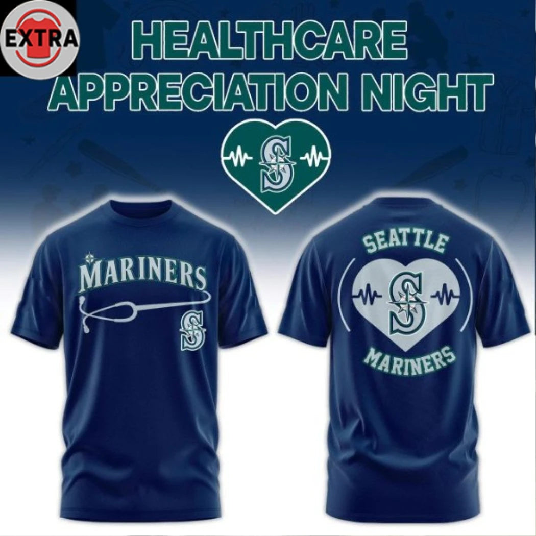 Nice Seattle Mariners Healthcare Appreciation Night 2026 Celebrate Logo Two Sided T-shirt