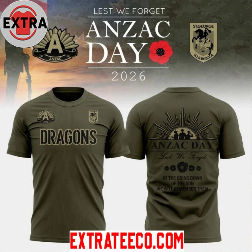Nice St.George Illawarra Dragons Anzac Day 2026 Logo Two Sided Shirt