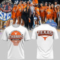 Nice Texas Longhorns Basketball SEC Tournament Champions 2026 Logo Two Sided Hoodie T-Shirt