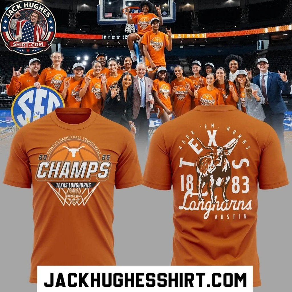 Nice Texas Longhorns WBB SEC Tournament Champions 2026 Logo Two Sided Shirt